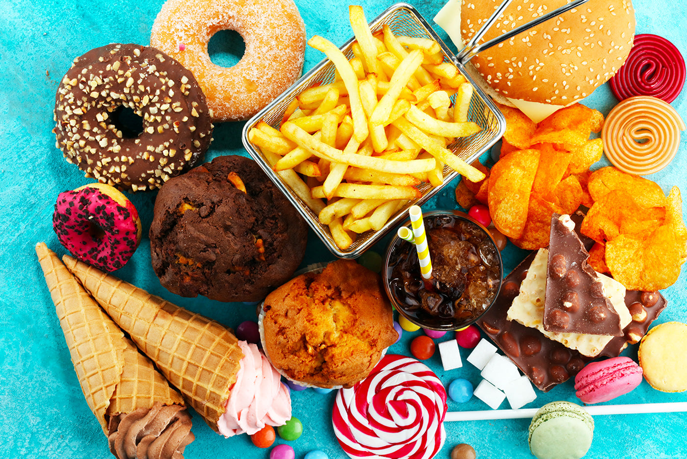 Unhealthy foods to avoid with type 1 diabetes.