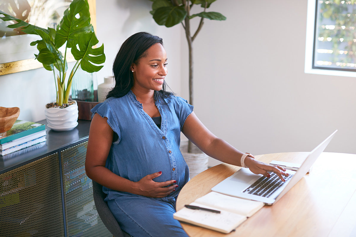 Woman managing gestational diabetes at work